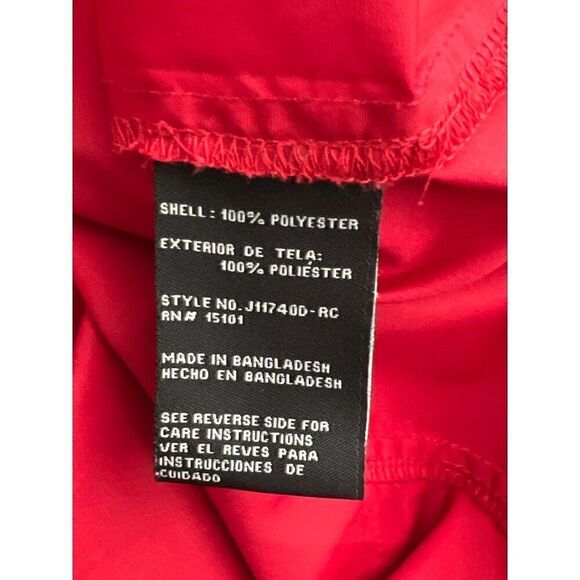 Jones New York Women Red Hooded Raincoat Parka / Windbreaker Size L - Picture 12 of 13